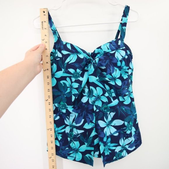 NWOT Lands End Fly Away Swim Tankini Top Floral Blue Underwire Size 8 - Picture 5 of 10
